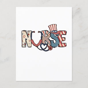 Cartes Pour Fêtes Annuelles American Nurse 4 juillet Patriotic USA Flag Nurs