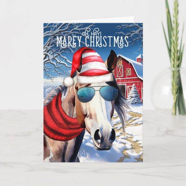 Cartes Pour Fêtes Annuelles American Paint Horse drôle MAREy Noël (Devant)