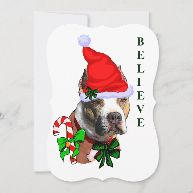 Cartes Pour Fêtes Annuelles American Pit Bull Terrier Noël (Devant)