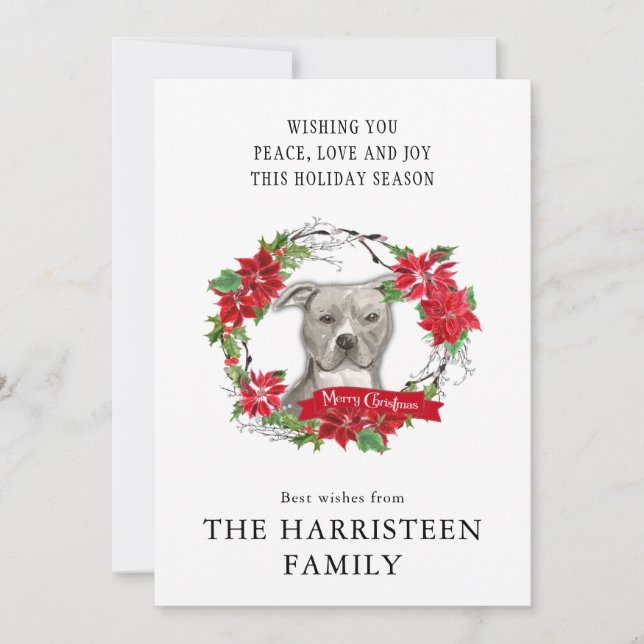 Cartes Pour Fêtes Annuelles American Staffordshire Terrier Christmas Wreath (Devant)