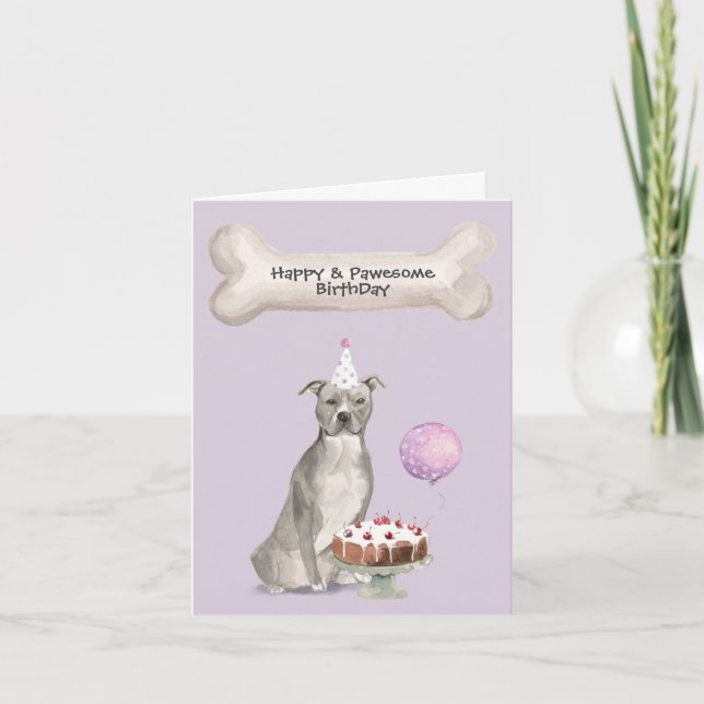 Cartes Pour Fêtes Annuelles American Staffordshire Terrier Pitbull anniversair (Devant)
