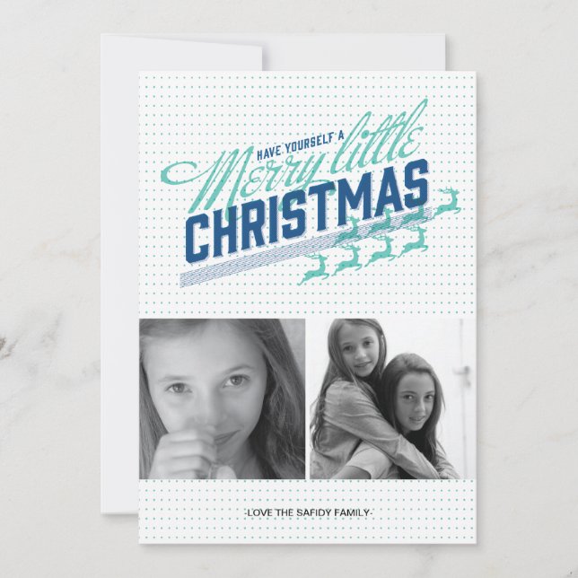 Cartes Pour Fêtes Annuelles Americana Blue Reindeer Holiday Photo Card (Devant)