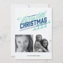 Americana Blue Reindeer Holiday Photo Card