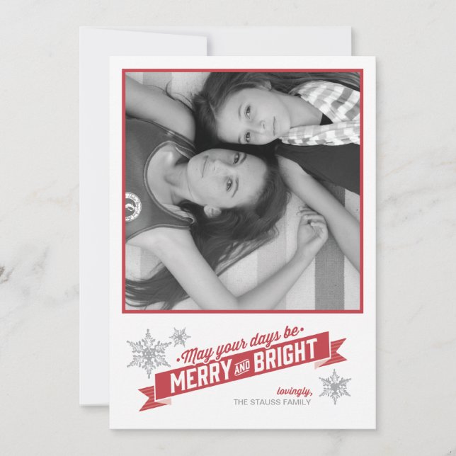 Cartes Pour Fêtes Annuelles Americana Red Marquee Holiday Photo Card (Devant)