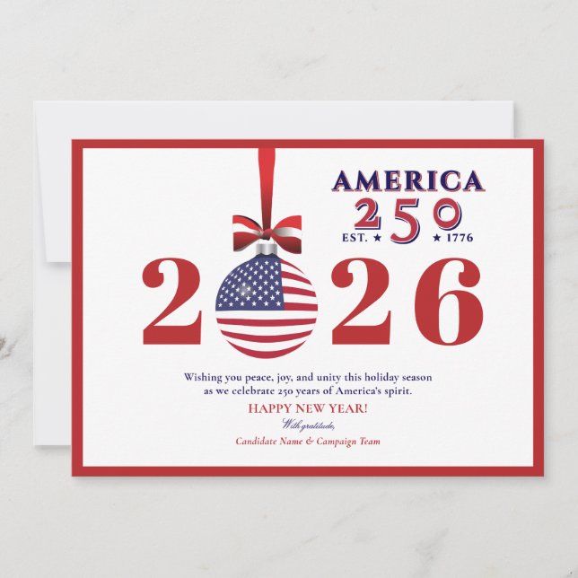 Cartes Pour Fêtes Annuelles Amérique 250 Donateur parrain de Noël patriotique  (Devant)
