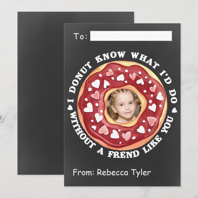 Cartes Pour Fêtes Annuelles Ami comme vous Donut Classe Valentines Day (Devant / Derrière)