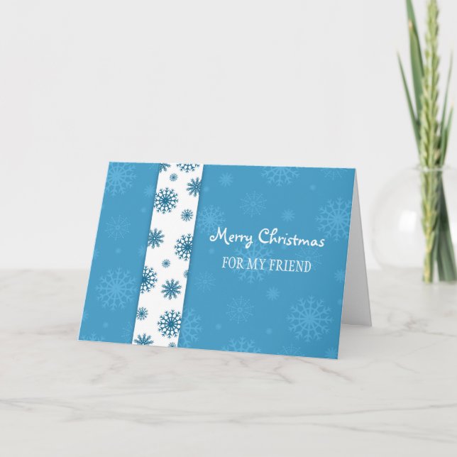 Cartes Pour Fêtes Annuelles Ami Merry Christmas Card Blue White Snowflakes (Devant)