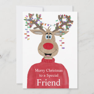 Cartes Pour Fêtes Annuelles Ami Reindeer Noël personnalisable