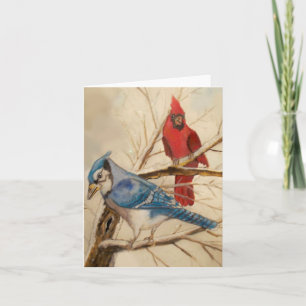 Cartes Pour Fêtes Annuelles Amis de geai bleu et de Redbird