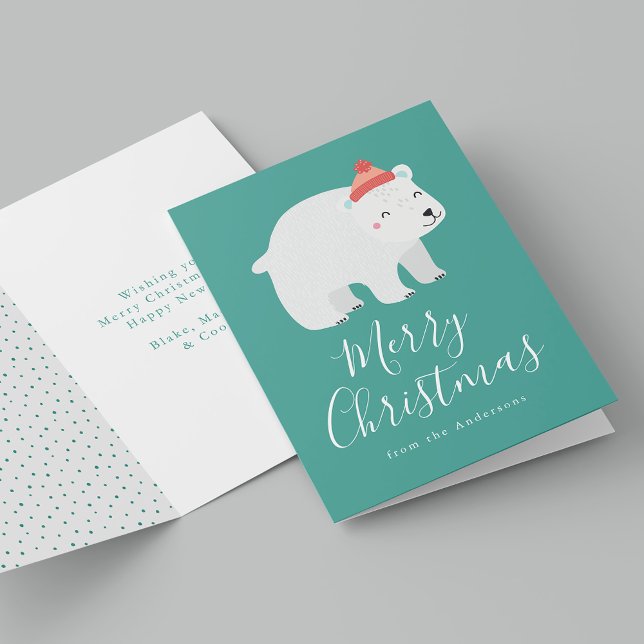Cartes Pour Fêtes Annuelles Amis d'hiver mignons Ours polaire non photo (Créateur téléchargé)