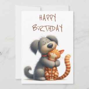 Cartes Pour Fêtes Annuelles Amitié ironique du chien et du chat