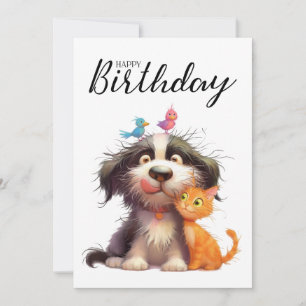 Cartes Pour Fêtes Annuelles Amitié ironique du chien et du chat