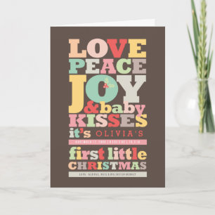 Cartes Pour Fêtes Annuelles Amour Coloré Paix Joie Et Bébé Baisers Lettres