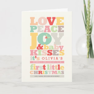 Cartes Pour Fêtes Annuelles Amour Coloré Paix Joie Et Bébé Baisers Lettres