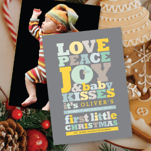 Cartes Pour Fêtes Annuelles Amour Coloré Paix Joie Et Bébé Baisers Lettres