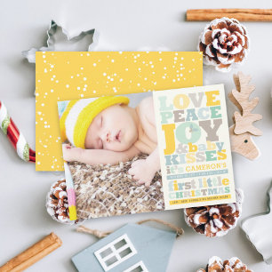Cartes Pour Fêtes Annuelles Amour Coloré Paix Joie Et Bébé Baisers Lettres
