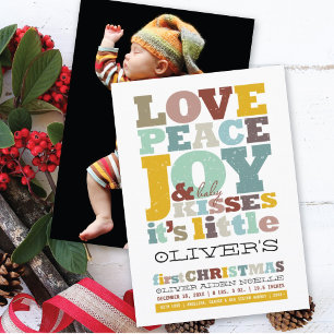 Cartes Pour Fêtes Annuelles Amour Coloré Paix Joie Et Bébé Baisers Lettres