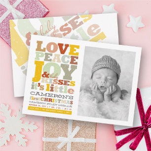 Cartes Pour Fêtes Annuelles Amour Coloré Paix Joie Et Bébé Baisers Lettres