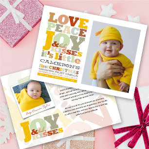 Cartes Pour Fêtes Annuelles Amour Coloré Paix Joie Et Bébé Baisers Lettres