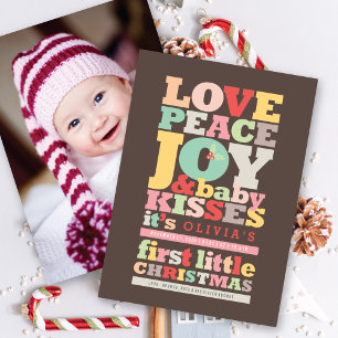 Cartes Pour Fêtes Annuelles Amour Coloré Paix Joie Et Bébé Baisers Lettres