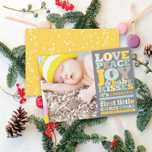Cartes Pour Fêtes Annuelles Amour Coloré Paix Joie Et Bébé Baisers Lettres