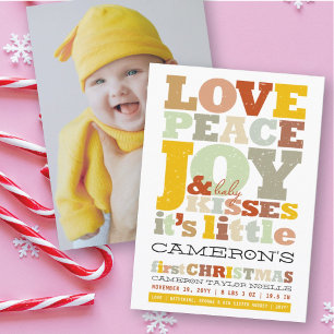 Cartes Pour Fêtes Annuelles Amour Coloré Paix Joie Et Bébé Baisers Lettres