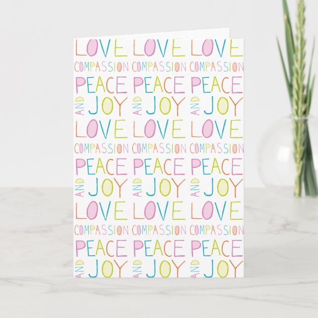 Cartes Pour Fêtes Annuelles Amour, Compassion, Paix, Joie (Devant)
