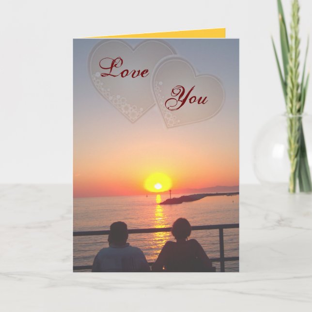 Cartes Pour Fêtes Annuelles Amour de coucher de soleil_ (Devant)