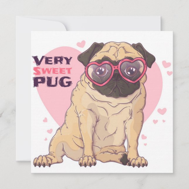 Cartes Pour Fêtes Annuelles Amour de Pug (Devant)
