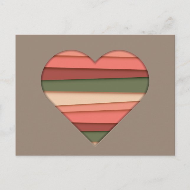 Cartes Pour Fêtes Annuelles Amour du coeur rayé Saint-Valentin (Devant)