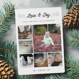 Cartes Pour Fêtes Annuelles Amour et joie   Collage photo multiple de Noël