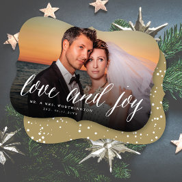 Cartes Pour Fêtes Annuelles Amour Et Joie Mr & Mrs 1st Christmas Photo Mariage