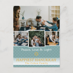 Cartes Pour Fêtes Annuelles Amour et lumière   Hanoukka photo de la famille Co