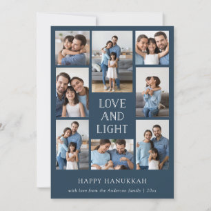 Cartes Pour Fêtes Annuelles Amour et Lumière Hanukkah familial multi-photos