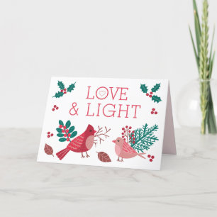 Cartes Pour Fêtes Annuelles Amour et lumière Oiseaux de Noël Berries