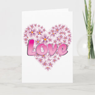 Cartes Pour Fêtes Annuelles Amour et marguerites roses