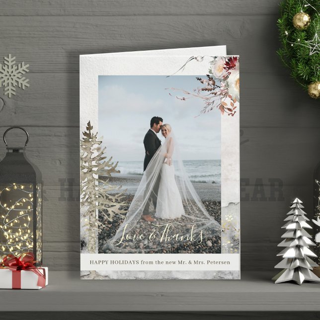 Cartes Pour Fêtes Annuelles Amour et merci aux jeunes mariés Noël photo (Créateur téléchargé)