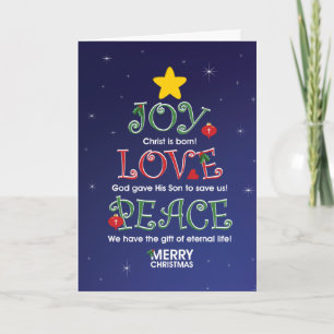 Cartes Pour Fêtes Annuelles Amour et paix personnalisables de joie de