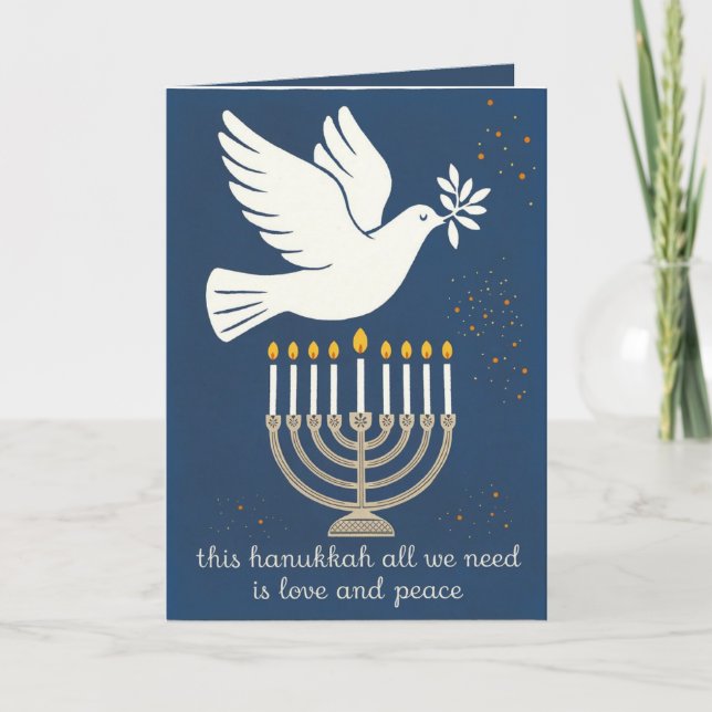 Cartes Pour Fêtes Annuelles Amour et paix Simple classique et élégant Hanoukka (Devant)