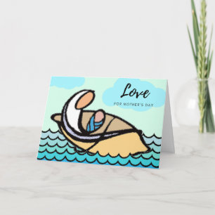 Cartes Pour Fêtes Annuelles Amour Fête des Mères Enfant dans un bateau