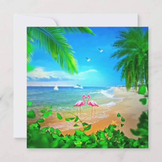 Cartes Pour Fêtes Annuelles Amour Flamant rose (Devant)