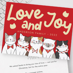 Cartes Pour Fêtes Annuelles Amour & Joie Chats Mignons Drôles Modernes qui cha