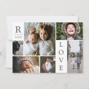 Cartes Pour Fêtes Annuelles Amour Moderne Collage Photo de Famille avec Carrés