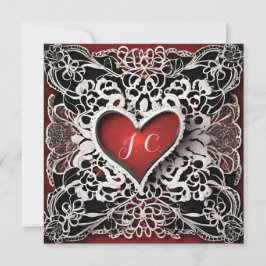 Cartes Pour Fêtes Annuelles Amour moderne Red Heart Lace