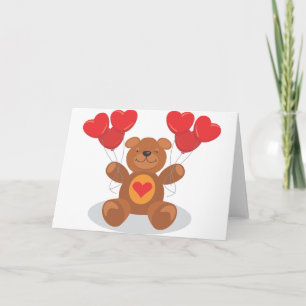 Cartes Pour Fêtes Annuelles Amour Ours Saint Valentin Coeurs d'animaux farcis