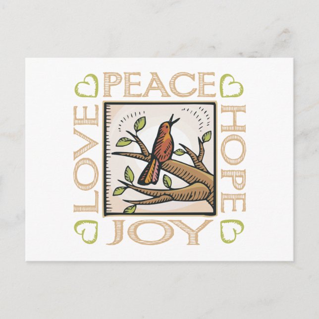 Cartes Pour Fêtes Annuelles Amour, paix, espoir, joie (Devant)