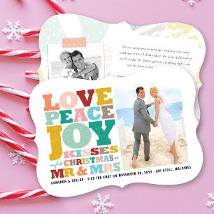 Cartes Pour Fêtes Annuelles Amour Paix Joie M. et Mme Premier Noël Photo