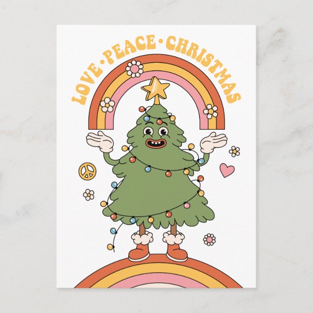 Cartes Pour Fêtes Annuelles Amour, Paix, Noël - Un Super Vacances (Devant)
