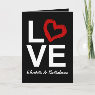 Cartes Pour Fêtes Annuelles Amour personnalisé, Noir/Blanc/Coeur Rouge