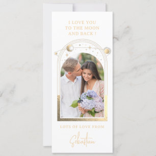 Cartes Pour Fêtes Annuelles Amour pour toi jusqu'à la Lune Photo Céleste Or Bl